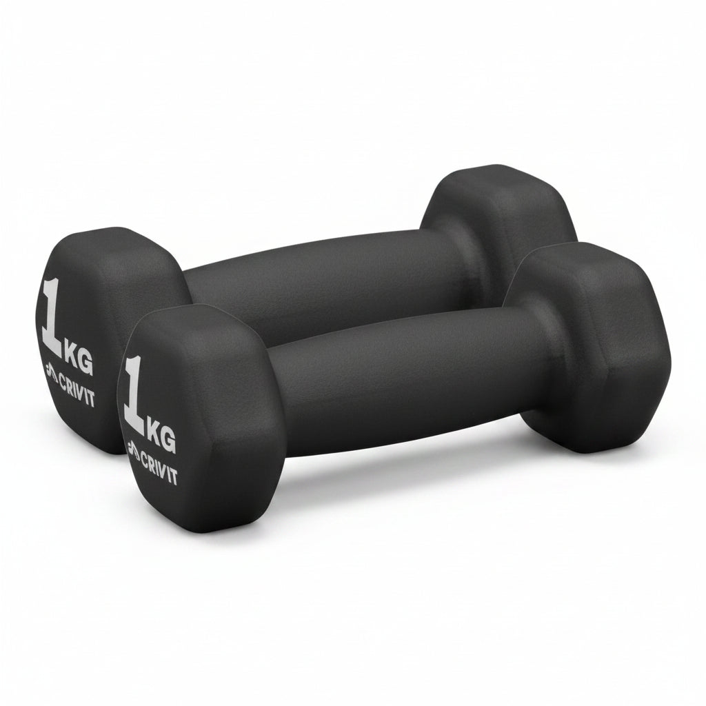 Crivit Dumbbell Set 2x1 kg Hexagonal PVC Coated
